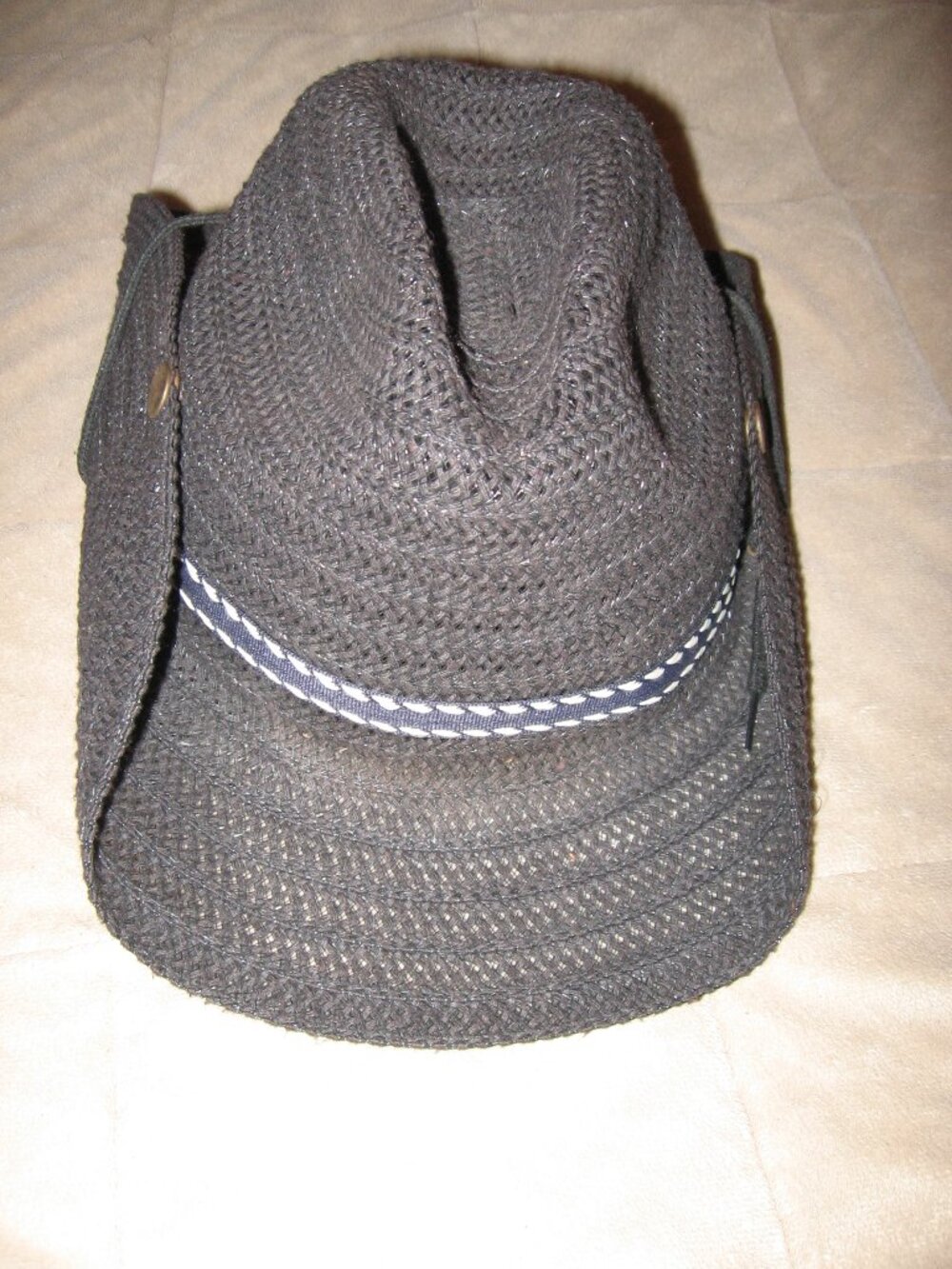 XIUXIAN Mesh Double Snap Brim Cowboy Slouch Hat Black One Size